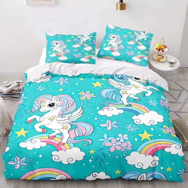 housse de couette licorne turquoise