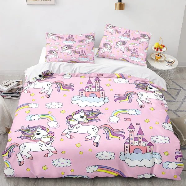 housse de couette licorne château de princesse