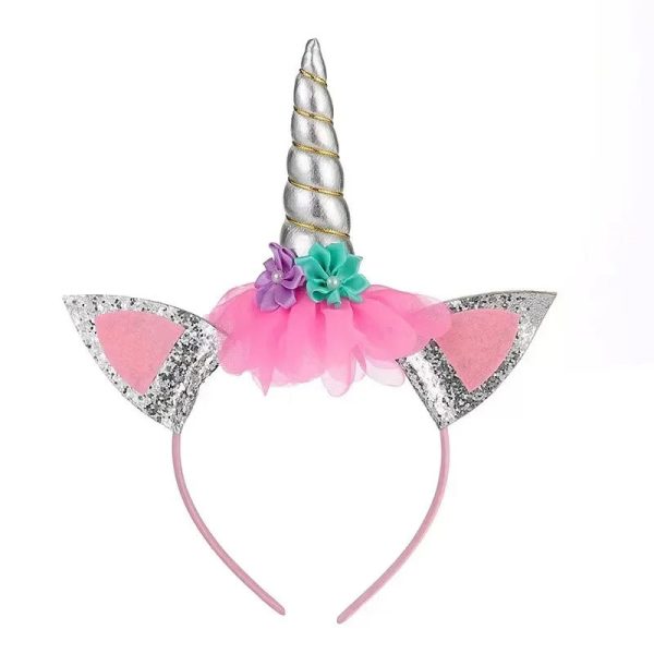 serre-tête licorne paillette argenté