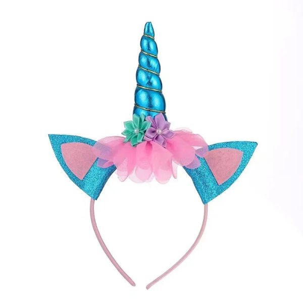 serre-tête licorne à paillettes bleu