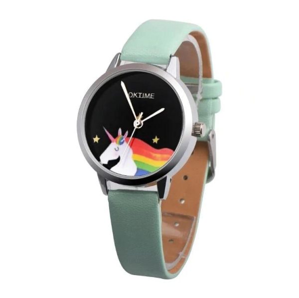 Montre Licorne Arc en Ciel Vert