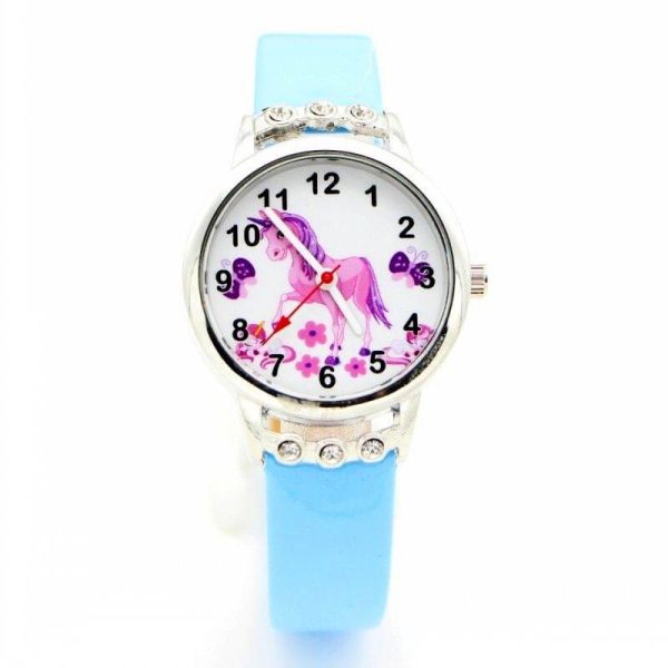 montre licorne chic bleue
