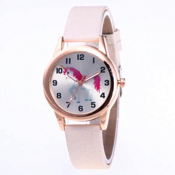 montre licorne cuir beige