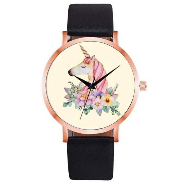 montre licorne élégance noir