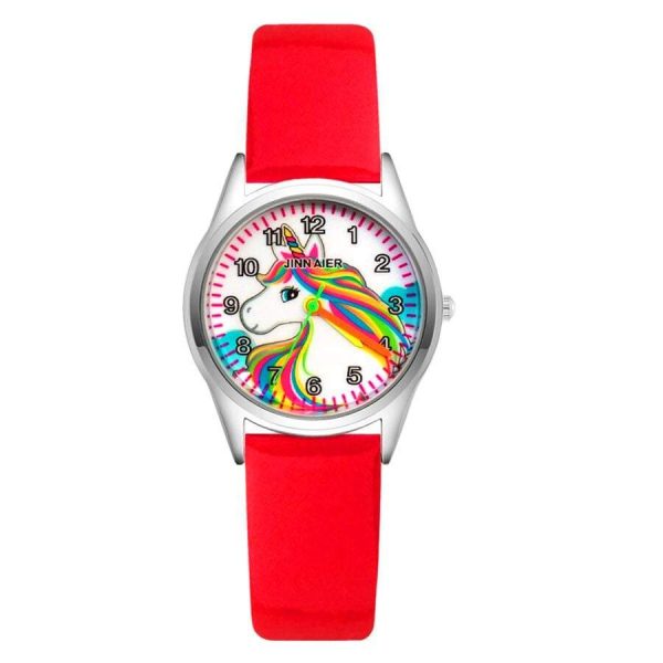 montre licorne enfant rouge