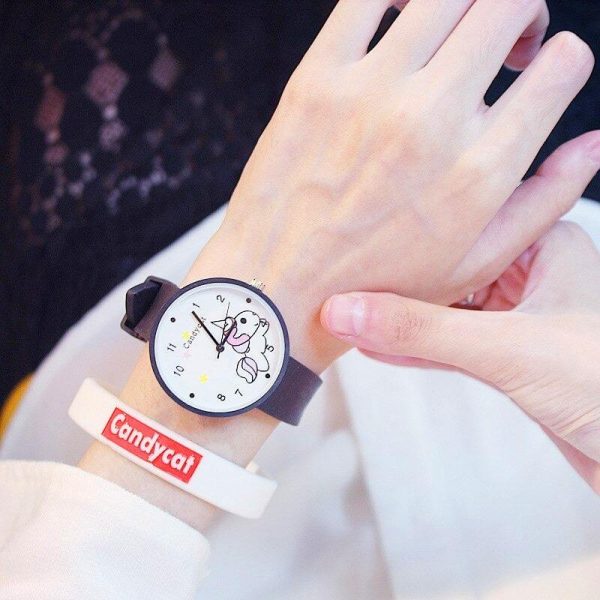 montre licorne kawaii noir