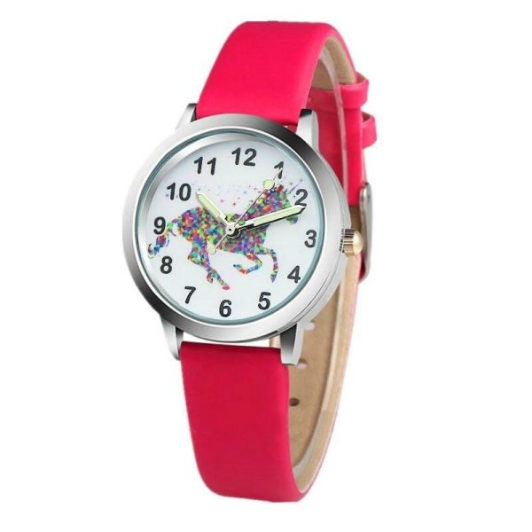 montre licorne magique rose foncé