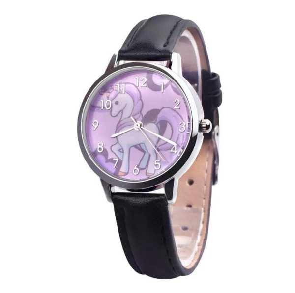 montre licorne mignonne noir