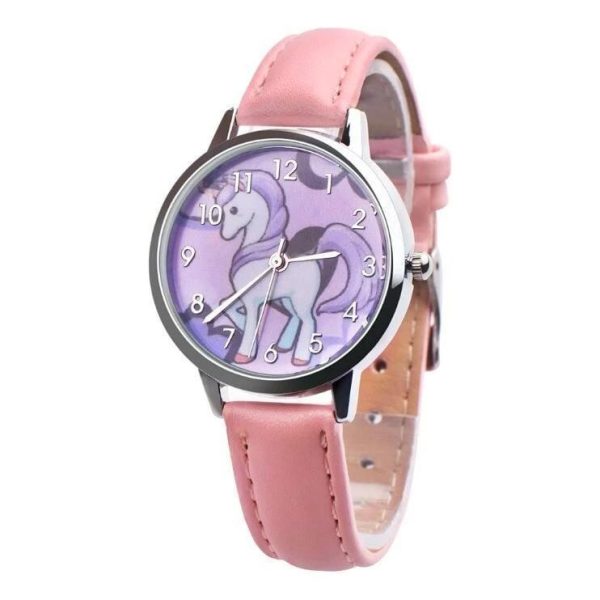 montre rose licorne