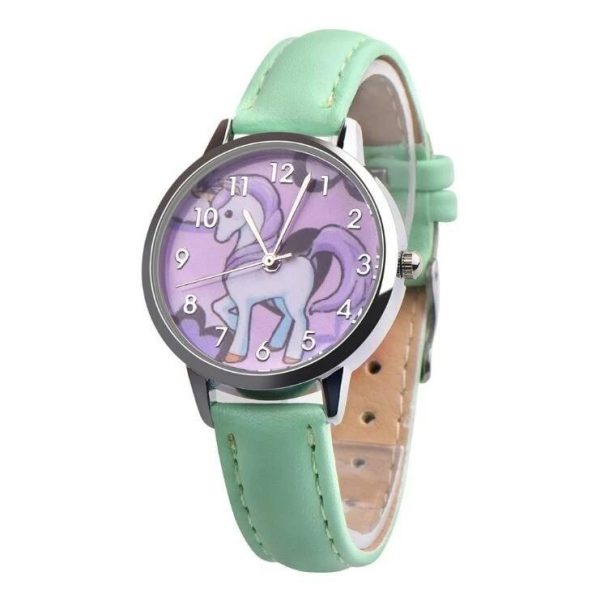 montre licorne mignonne vert