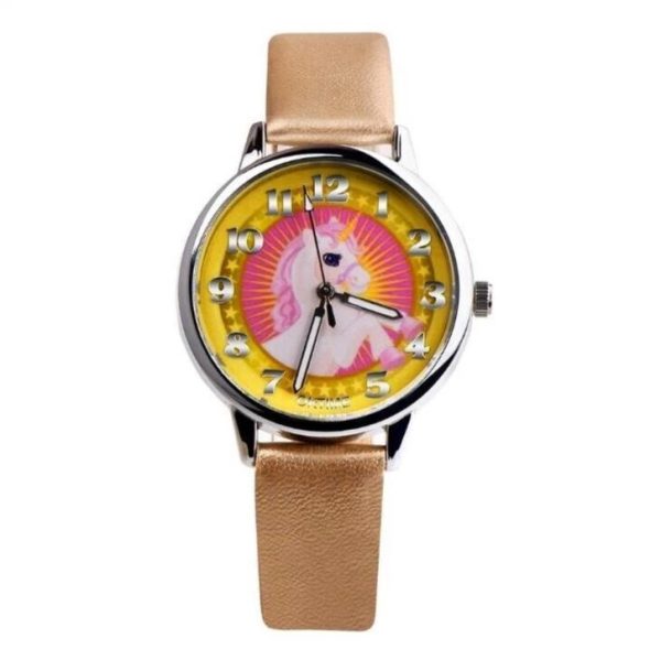 montre licorne petit poney doré