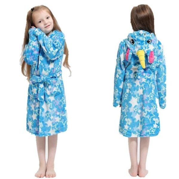 peignoir licorne enfant bleu ciel