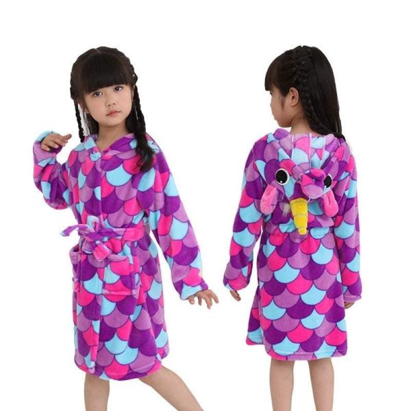 peignoir licorne enfant violet