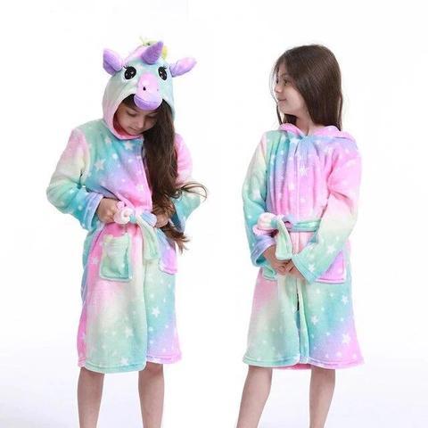 peignoir licorne multicolore fille