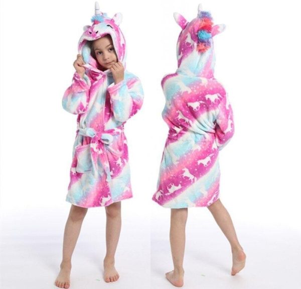 peignoir licorne enfant rouge