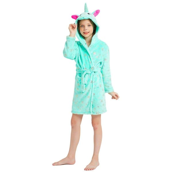 peignoir licorne fille en coton vert
