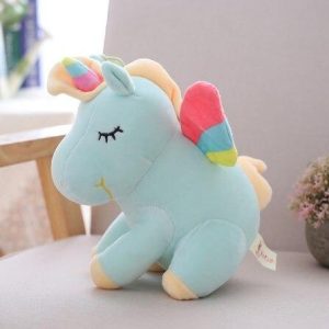 peluche licorne arc-en-ciel bleu