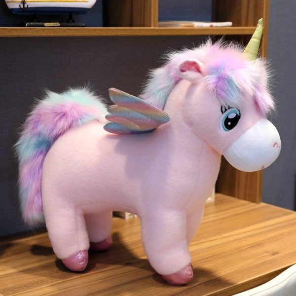 peluche licorne avec ailes rose