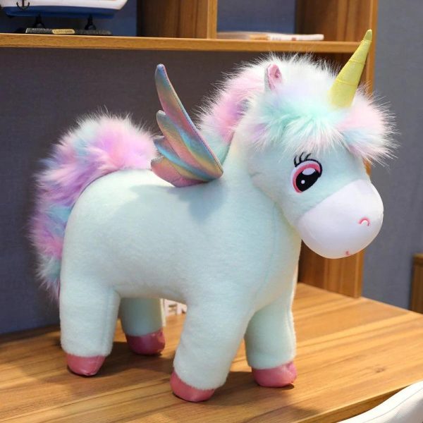 peluche licorne avec ailes vert