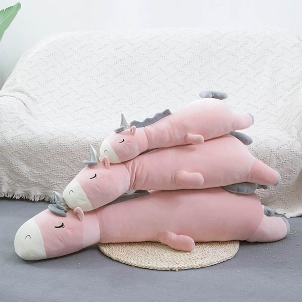 peluche licorne oreiller rose