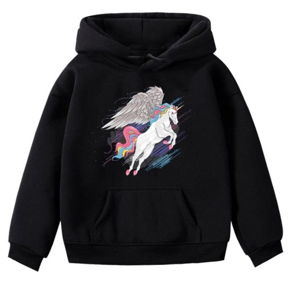 pull licorne à capuche noir