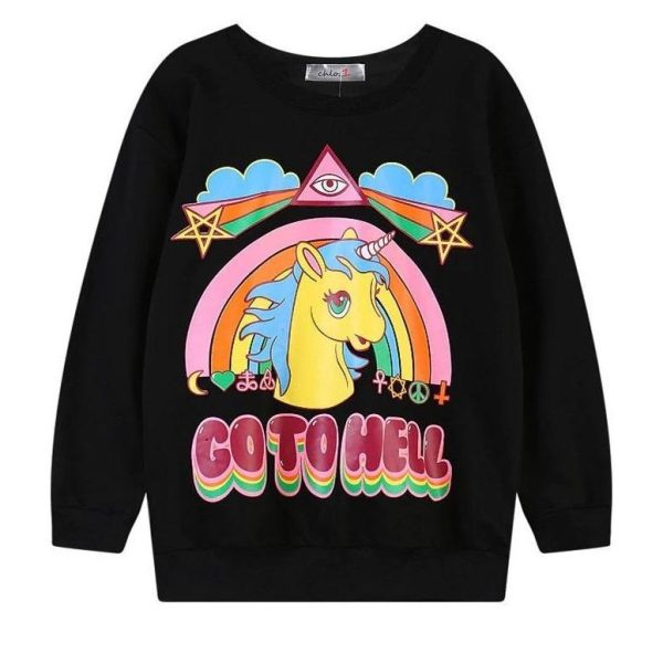 Pull Licorne Go to Hell noir