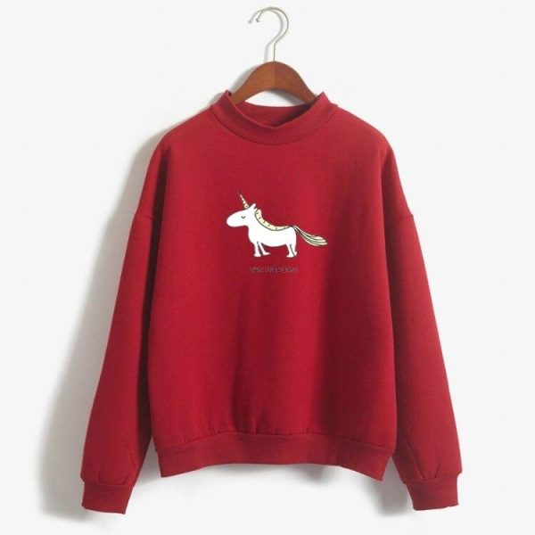 pull licorne femme rouge élégant