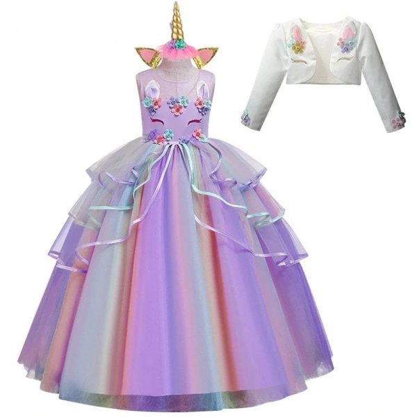 robe déguisement licorne couleur fille