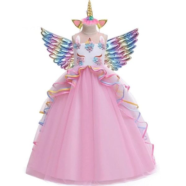 robe princesse licorne fille rose