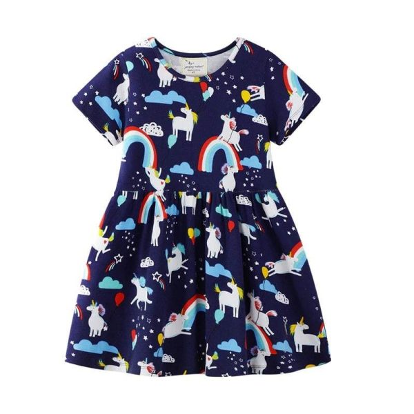 robe licorne fille manches courtes