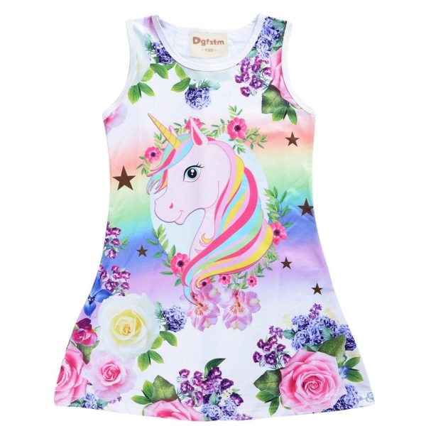 robe courte licorne fleurs fille