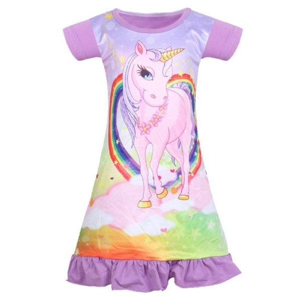 Robe Licorne Enfant Manches Courtes Violet