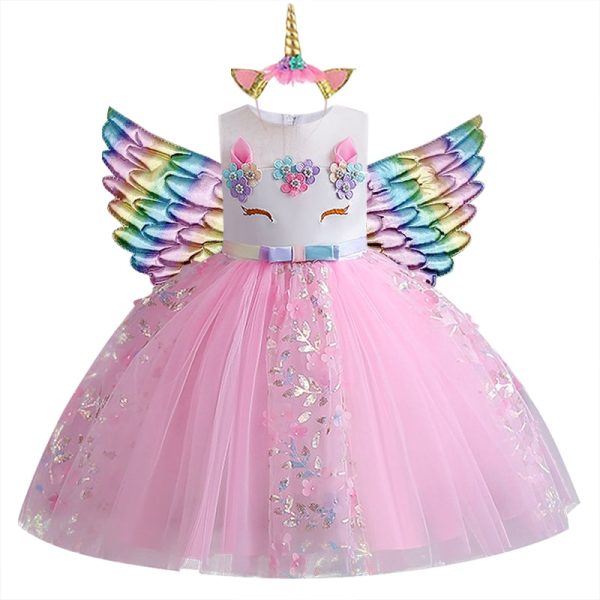 robe licorne paillette rose