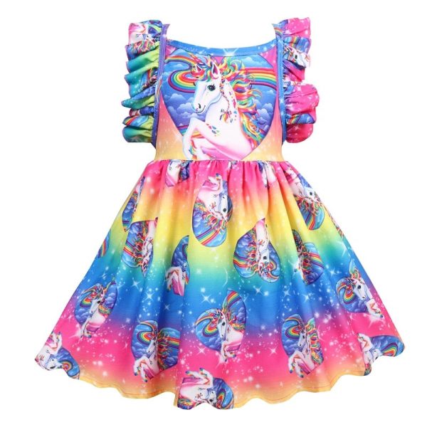 robe licorne fille arc-en-ciel