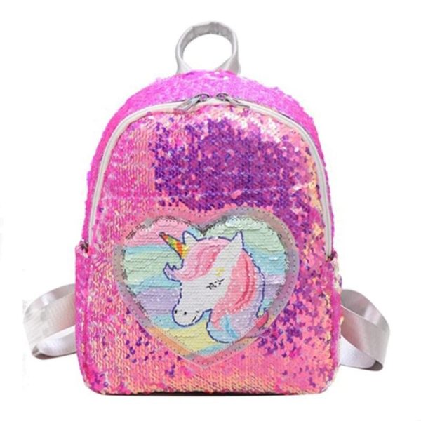 cartable licorne paillette rose