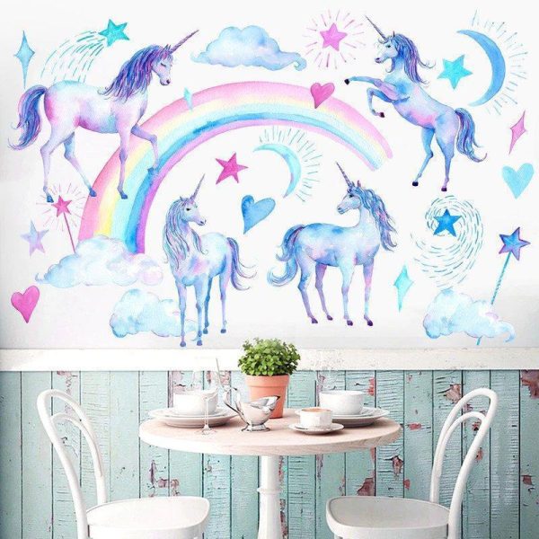 sticker licorne arc-en-ciel