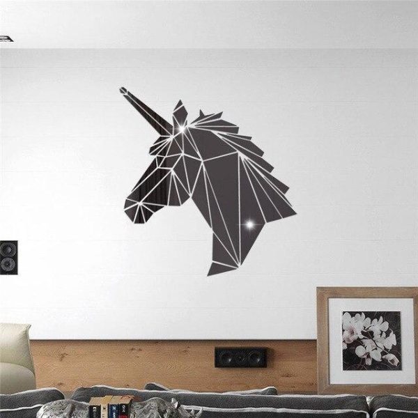 sticker mural licorne noir