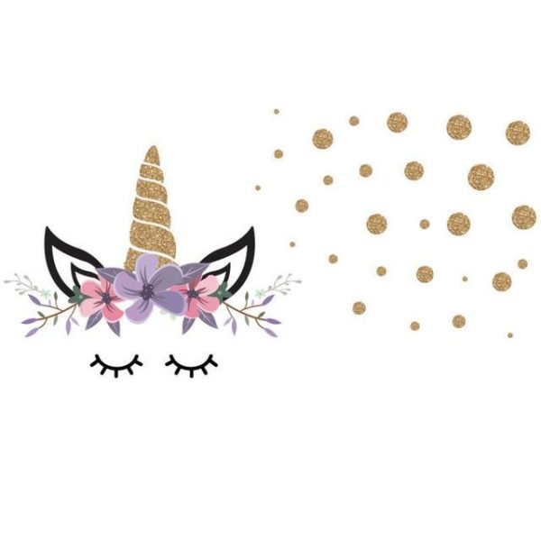 sticker licorne dorée