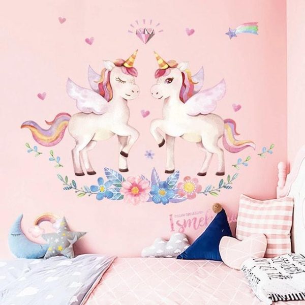 sticker licorne duo mural