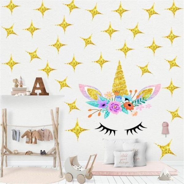 sticker licorne princesse dorée