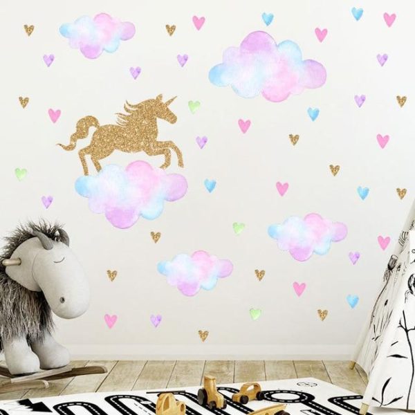 sticker licorne enfant nuage