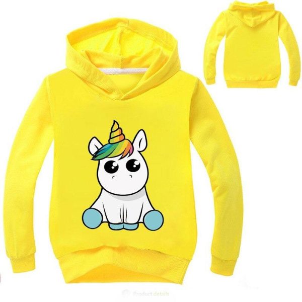 pull licorne capuche jaune