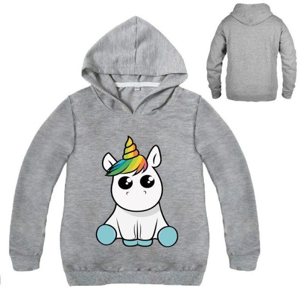 pull licorne capuche gris