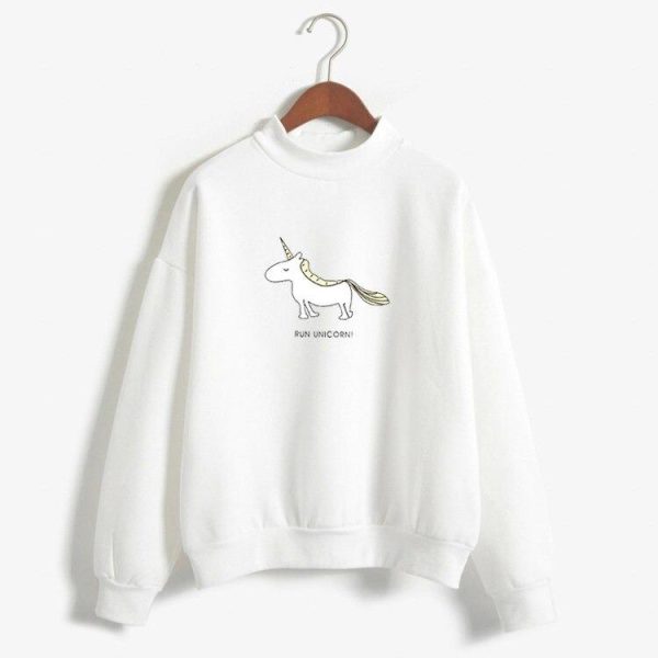 pull licorne femme blanc