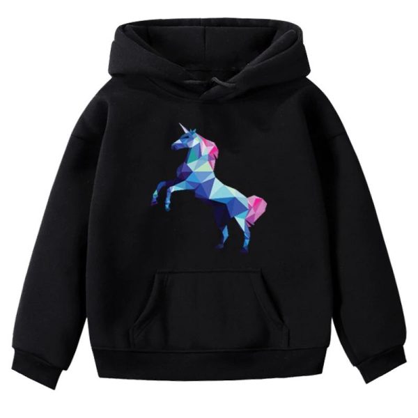 pull licorne noir pour fille