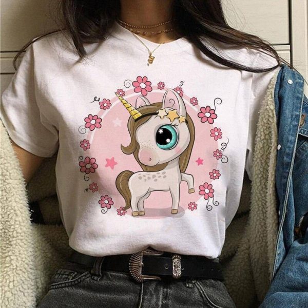 t-shirt licorne fleurs