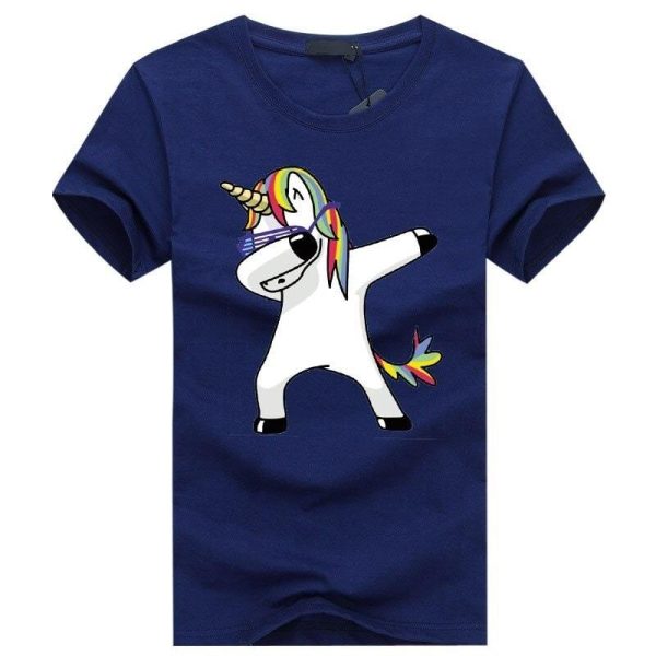 t-shirt licorne homme bleu