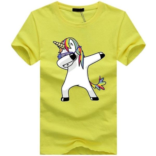 t-shirt licorne homme jaune