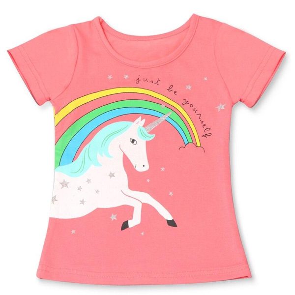 T-Shirt Licorne Rouge Fille