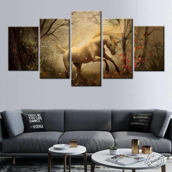 Tableau Licorne Cheval Blanc en accroche murale